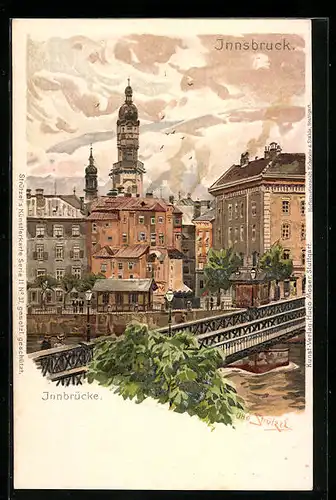 Künstler-AK Otto Strützel: Innsbruck, Ortspartie mit Innbrücke
