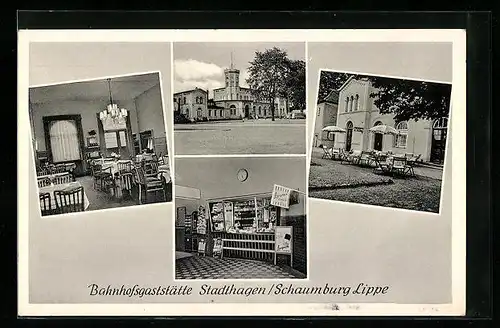 AK Stadthagen /Schaumburg Lippe, Ansichten der Bahnhofsgaststätte