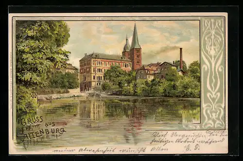 Lithographie Altenburg, Ortsansicht