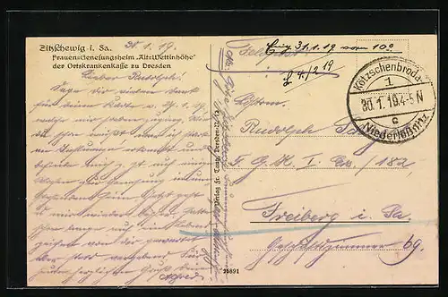 AK Zitzschewig i. Sa., Genesungsheim Alt-Wettinhöhe der Ortskrankenkasse zu Dresden