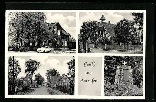 AK Katensen, Gaststätte Ziegler, Kriegerdenkmal