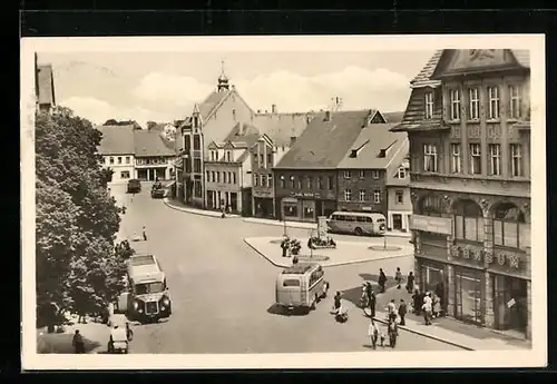 AK Hettstedt, Markt mit Passanten