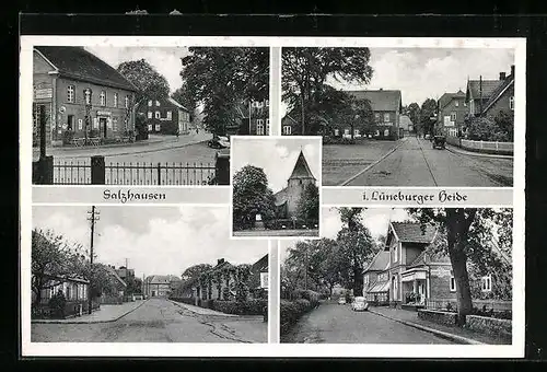 AK Salzhausen i. Lüneburger Heide, Ortspartie mit Häusern, VW-Käfer
