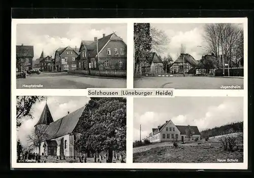AK Salzhausen /Lüneburger Heide, Jugendheim, Hauptstrasse, Kirche