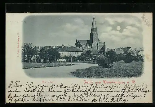 Mondschein-AK Brandenburg a. H., Der Dom