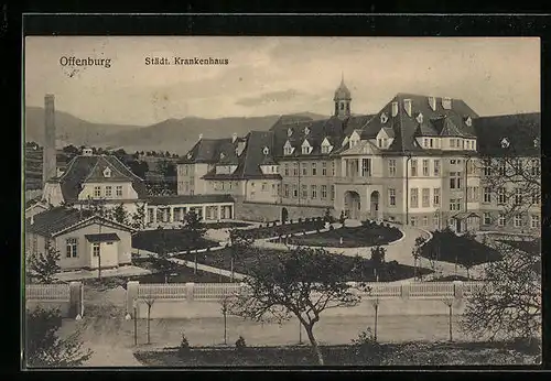 AK Offenburg, Ansicht vom Städt. Krankenhaus