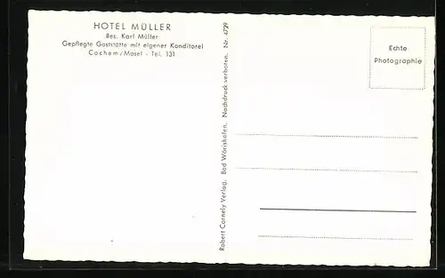 AK Cochem /Mosel, Hotel Müller, Bes. Karl Müller