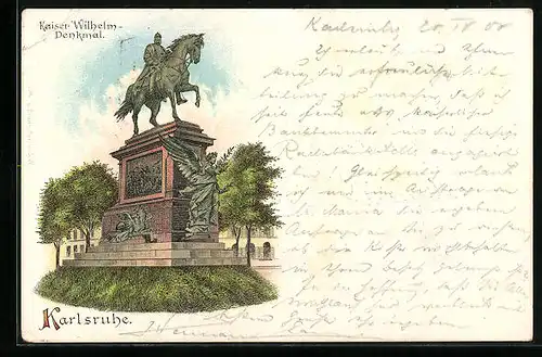 Lithographie Karlsruhe, Kaiser-Wilhelm-Denkmal