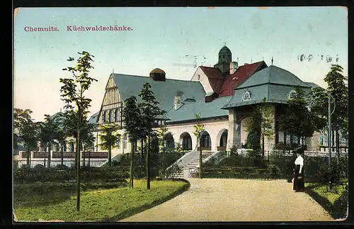 AK Chemnitz, Blick auf Küchwaldschänke, Gasthaus