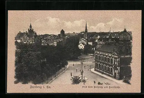 AK Freiberg i. Sa., Blick über Postplatz und Hornstrasse