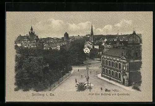 AK Freiberg i. Sa., Blick über Postplatz und Hornstrasse