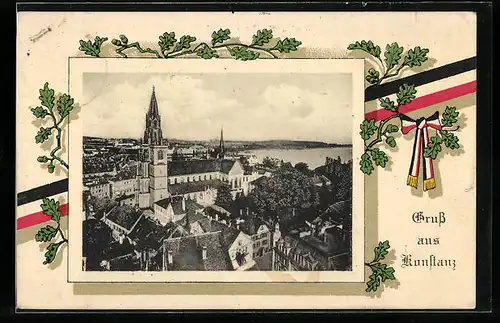AK Konstanz, Teilansicht mit Bodensee
