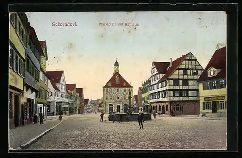 AK Schorndorf, Marktplatz mit Rathaus