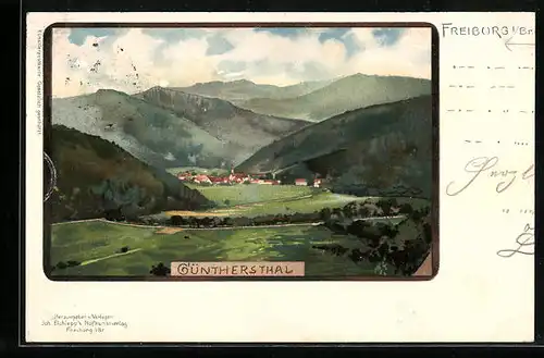 Lithographie Freiburg i. Br., Panorama im Günthersthal