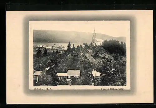 AK Scheibe /Thür., Oberes Schwarzatal, Gesamtansicht, Kirche