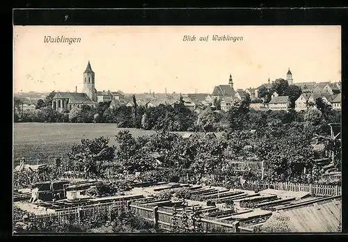 AK Waiblingen, Blick auf den Ort