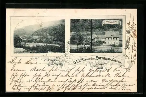 AK Zornthal-Zabern, Hotel Ed. Kling, Ortsansicht
