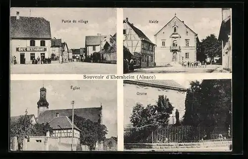 AK Ebersheim /Alsace, Partie du village, Mairie, Eglise, Grotte