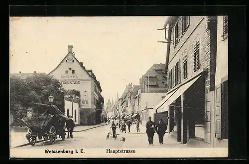 AK Weissenburg, Hauptstrasse mit Passanten