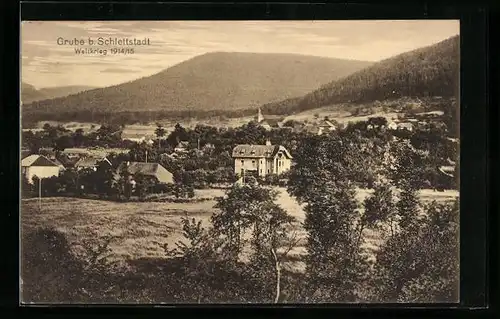 AK Grube b. Schlettstadt, Ortsansicht mit Bergen