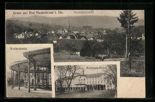 AK Bad Niederbronn, Kurbrunnen, Kurhaus-Hotel, Gesamtansicht