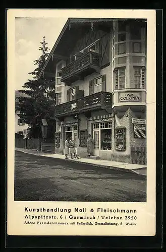 AK Garmisch, Kunsthandlung Noll & Fleischmann, Alpspitzstr. 6