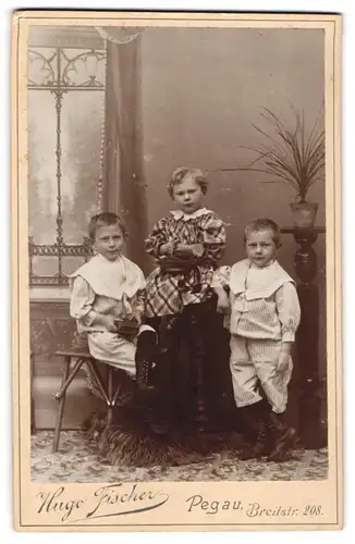 Fotografie Hugo Fischer, Pegau, Breitstr. 208, Drei Kinder in modischer Kleidung