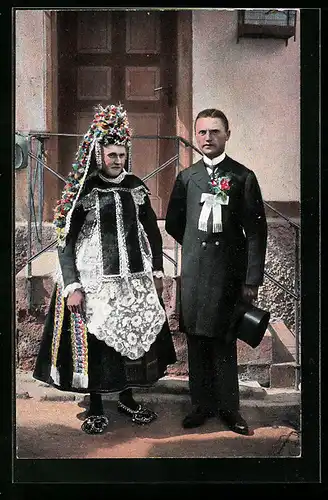 AK Hüttenberger Brautpaar, hessische Tracht
