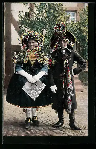 AK Schwälmer Brautpaar in hessischer Tracht