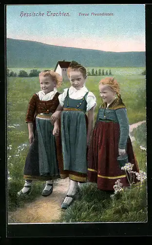 AK Treue Freundinnen in hessischer Tracht