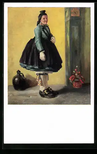 Künstler-AK K. Mons, Schwälmerin, hessische Tracht