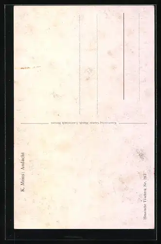 Künstler-AK K. Mons, Andacht, hessische Tracht