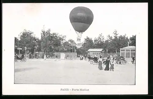 AK Paris, Porte Maillot, Ballon steigt auf