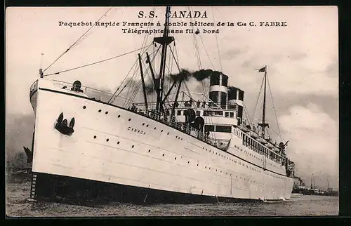 AK Passagierschiff SS Canada, Paquebot Rapide Francais à double hélices de la Cie. C. Fabre