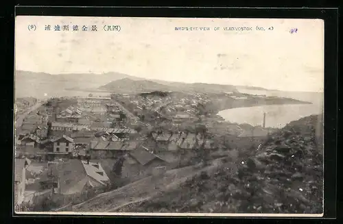 AK Wladiwostok, Ortsansicht mit Wasserblick aus der Vogelschau