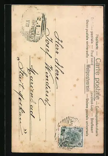 AK Schornsteinfeger mit Leiter und Glücksschwein