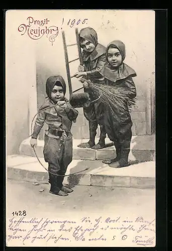 AK Kleine Schornsteinfeger mit Leiter