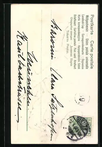 AK Osterhase mit Korb und Küken