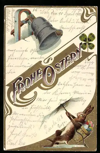 AK Osterhase läutet die Glocke, Kleeblatt