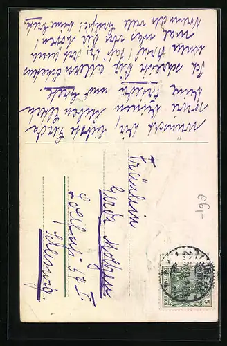 AK Ein Maikäfer auf einem dünnen Birkenzweig, Pfingstgruss