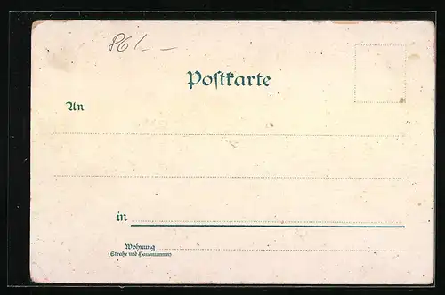 Lithographie Augsburg, Krieger-Denkmal, Fugger-Denkmal