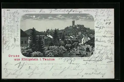 Mondschein-Lithographie Königstein i. T., Blick in Frankfurterstrasse