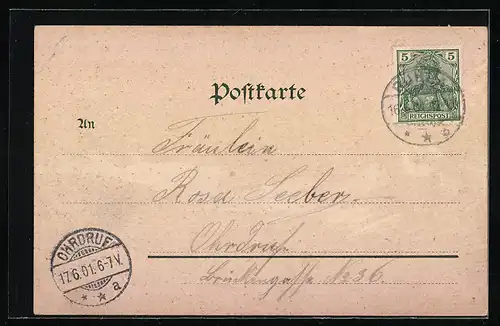 Lithographie Ruhla, Carl Alexander-Thurm, Ortsansicht vom Thurm aus