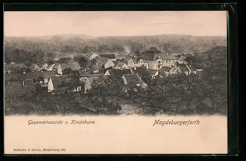 AK Magdeburgerforth, Gesamtansicht v. Kirchthurm