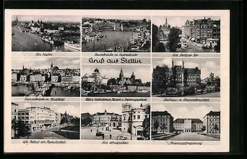 AK Stettin, Am Hafen, Ufa-Palast am Paradeplatz, Am Königsplatz