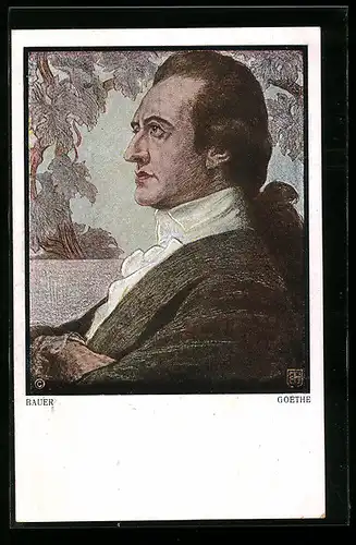 Künstler-AK Goethe im Profil