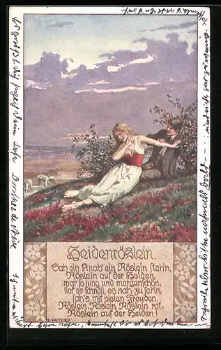 Künstler-AK Ernst Kutzer: Der Knabe und das Heidenröslein