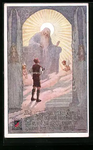 Künstler-AK Ernst Kutzer: Der Herrgott stellt sich vor
