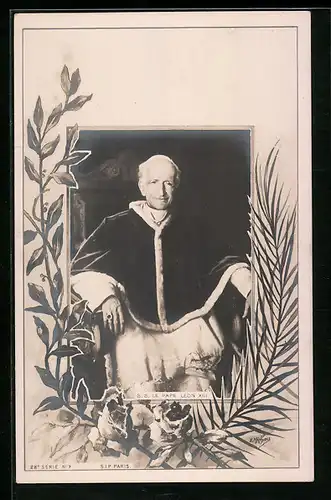 AK Papst Leo XIII. mit freundlichem Gesicht