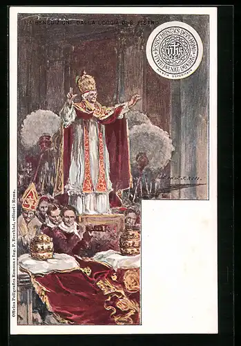 AK Papst Leo XIII., La Benedizione da lal Loggia di S. Pietro
